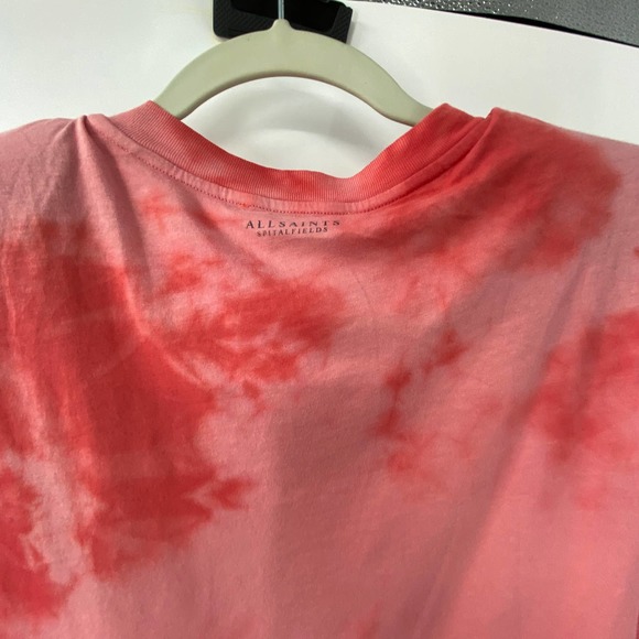 ALLSAINTS Spitalfields Coni Tie Dye T-shirt Red Shoulder Pad Tie Front NWT Small - Picture 13 of 15